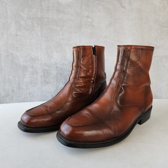 Dingo Boots Mens Size 10 Extra Wide Ankle Cowboy Western Brown Leather Zip 4E - Picture 6 of 14